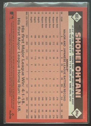 2021 Topps Chrome Shohei Ohtani 1986 Refractor #86BC-9 back