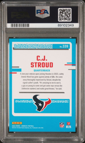2023 Donruss CJ Stroud #339 PSA 10 NFL Rookie of the Year back