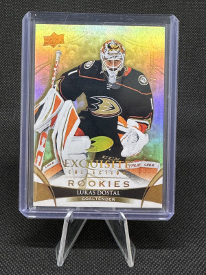 2022-23 Exquisite Collection Lukas Dostal Rookies Gold Spectrum /25 front