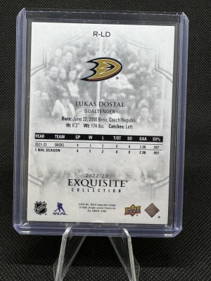 2022-23 Exquisite Collection Lukas Dostal Rookies Gold Spectrum /25 back
