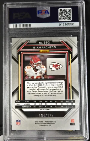 2022 Prizm Isiah Pacheco Purple Prizm #/125 Rookie PSA 10 back