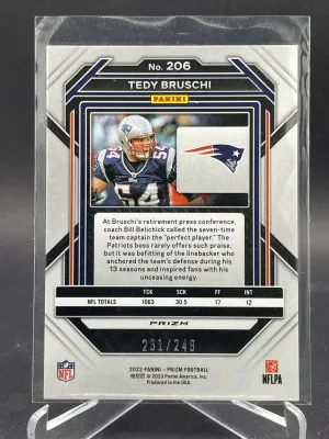 2022 Panini Prizm Orange Prizm /249 Tedy Bruschi #206 back