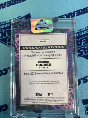 2023 Bowman Inception Kumar Rocker #PPA-KR /5 Texas Rangers back