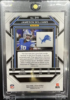 2022 Panini Prizm Jameson Williams Red White & Blue RC back