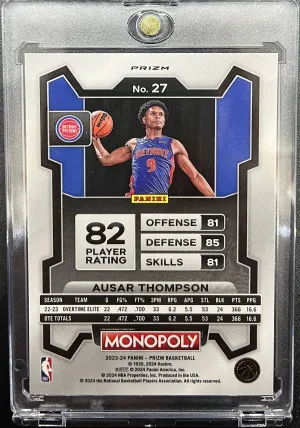 2023-24 Prizm Monopoly Ausar Thompson Purple Wave RC back