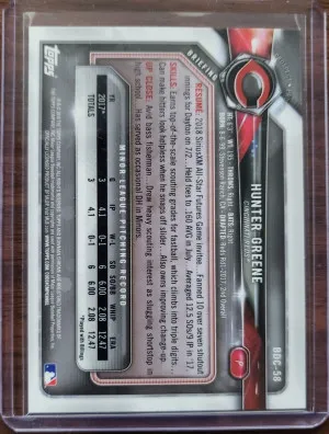 2018 Bowman Chrome Hunter Greene #BDC-58 Sky Blue Refractor /402 back