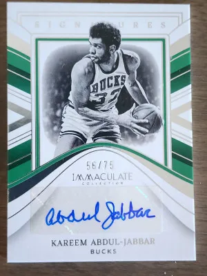 2022-23 PANINI IMMACULATE KAREEM ABDUL-JABBAR SIGNATURES #IMS-RAJ 56/75 front