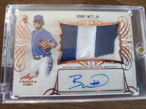BOBBY WITT JR-2021 Leaf Trinity JUMBO 2-COLOR PATCH/JERSEY/AUTO front