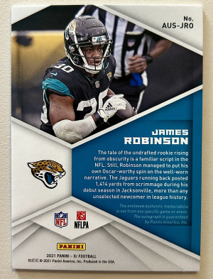 2021 Panini XR Auto Swatches James Robinson #AUS-JRO Silver /25 Jacksonville back