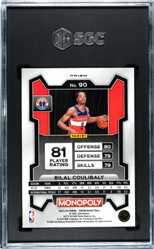 2023-24 Panini Prizm Monopoly Bilal Coulibaly Rookie Monopoly Man SGC 9 RC back