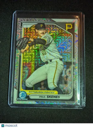 Paul Skenes 2024 Bowman Chrome Mega RC  Mojo #BCP-125 Pittsburgh Pirates front