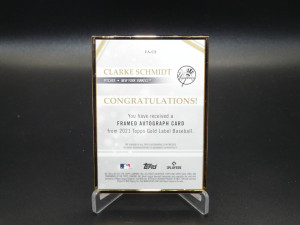 Clarke Schmidt #FA-CS Blue /50 RC AUTO 2021 Topps Gold Label Framed Yankees MLB back