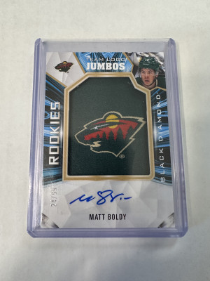 Matt Boldy Team Logo Jumbos Rookie Patch Auto 24/99 front