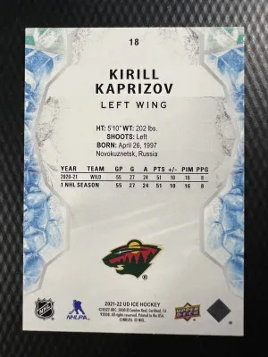 2021-22 Upper Deck Ice Kirill Kaprizov Parallel/Variety back