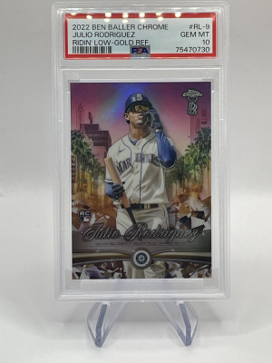 2022 Topp Ben Baller Chrome Julio Rodriguez Rookie “Ridin Low” Gold refractor /50 front