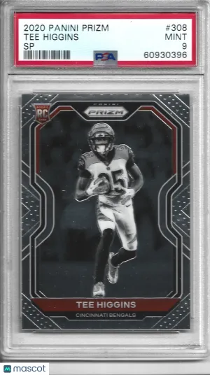 2020 Panini Prizm Tee Higgins Rookie Negative SP PSA 9 #308 Bengals RC front