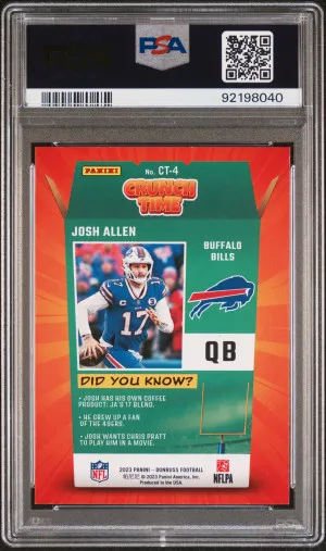 2023 Panini Donruss Crunch Time Josh Allen #CT4 Insert PSA 9 back