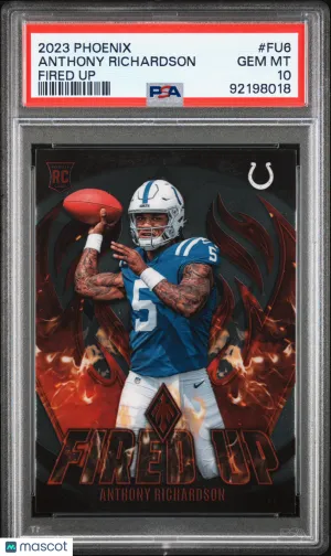 2023 Panini Phoenix Fired Up Anthony Richardson #FU6 Rookie PSA 10 front