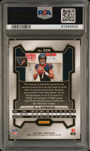2023 Panini Prizm CJ Stroud Rookie #339 PSA 10 back