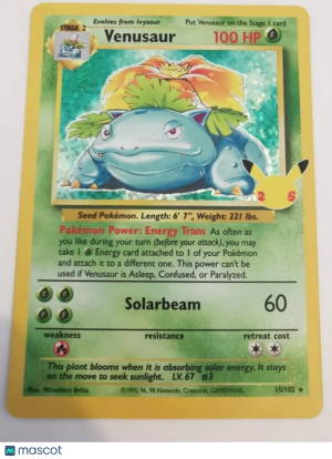 Pokemon Card 2021 Celebrations Venusaur 15/102 Rare Mint Pack Fresh front
