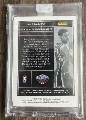2019 Panini One And One Nickeil Alexander-Walker RPA Gold /10 Sealed #RJA-NAW back