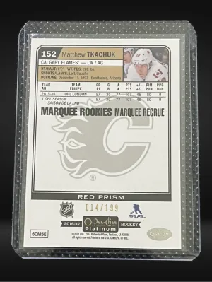 16-17 Matthew Tkachuk OPC Platinum Red Prism RC back
