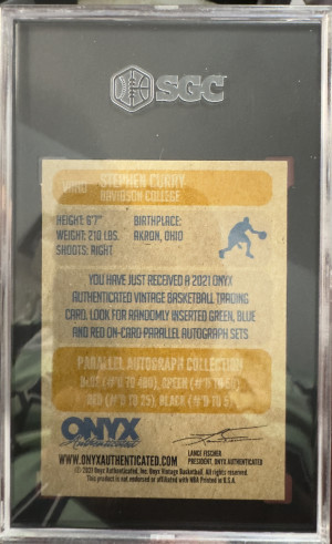 Steph Curry Onyx Autograph back