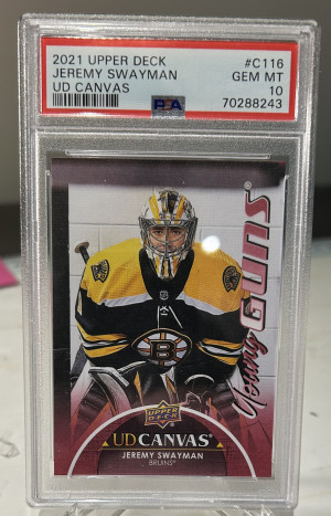 Jeremy Swayman Young Guns Canvas PSA 10 front