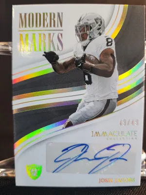 2023 Panini Immaculate Collection - Modern Marks #MMA-JJA Josh Jacobs 49/49 front