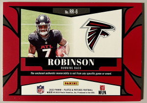 2023 Plates & Patches Bijan Robinson Gold Rookie Reflections 3 Color Patch /55 RC RR-6 back