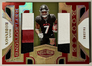 2023 Plates & Patches Bijan Robinson Gold Rookie Reflections 3 Color Patch /55 RC RR-6 front