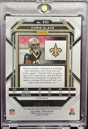 2022 Prizm Chris Olave Red Wave RC Auto /149 back