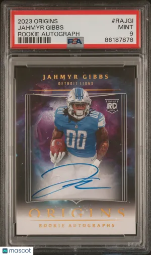 2023 Panini Origins Rookie Autographs Jahmyr Gibbs PSA 9 front