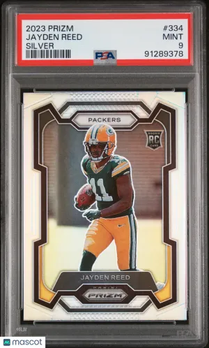 2023 Panini Prizm Jayden Reed Silver #334 PSA 9 front