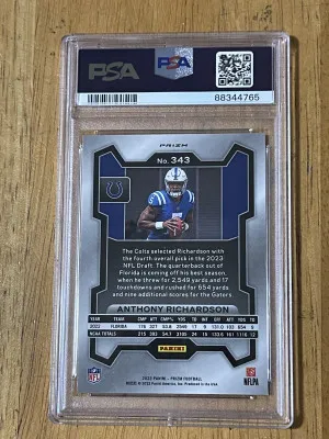 2023 Anthony Richardson Prizm Disco PSA 9 back