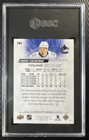 2022-23 Upper Deck Young Guns Andrei Kuzmenko Rookie SGC 10 back