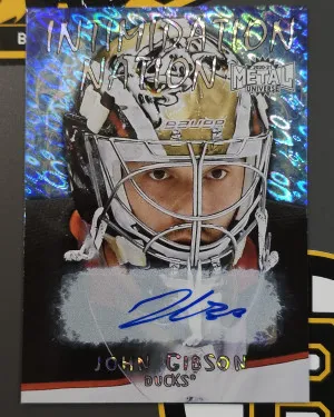 2020-21 Skybox Metal Universe #IN-30 John Gibson Auto Intimidation Nation Auto front