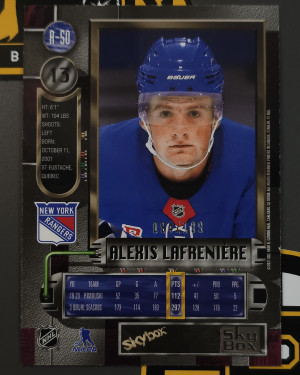2020-21 Skybox Metal Universe #R-50 Alexis Lafreniere Retro Purple Spectrum /199 back