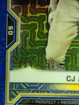 CJ Abrams 2021 Bowman Chrome Blue Mojo Refractor /150 #BCP-227 Padres SP back
