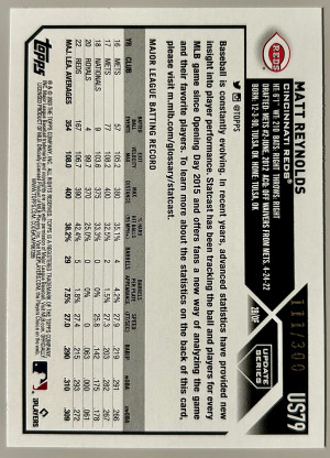 Matt Reynolds 2023 Topps Update Advanced Stats /300 Cincinnati Reds #US79 back