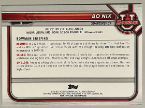 Bo Nix 2022 1st Bowman University Paper Base #8 Rookie Card Oregon Ducks back