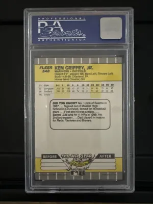 1989 Fleer Ken Griffey Jr. #548 back