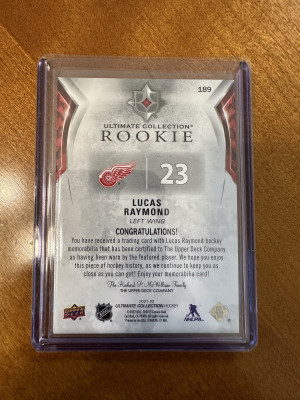 Lucas Raymond 2021-22 Ultimate Rookie Jersey 389/499 back
