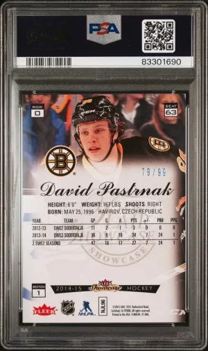 2014 Fleer Showcase Flair Showcase David Pastrnak #63 Flair Showcase-Blue Ice PSA 8 back