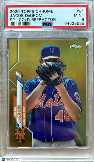 2020 Topps Chrome Jacob Degrom #81 SPGold Refractor PSA 9 front