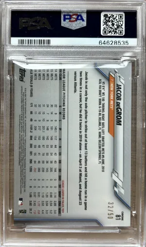 2020 Topps Chrome Jacob Degrom #81 SPGold Refractor PSA 9 back