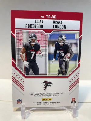 2023 Donruss Team Duals Bijan Robinson and Drake London /399 back