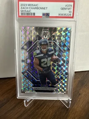 2023 Mosaic Zach Charbonnet #379 Rookie Card PSA 10- POP 8!! front