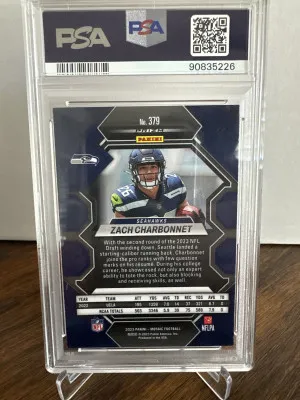 2023 Mosaic Zach Charbonnet #379 Rookie Card PSA 10- POP 8!! back