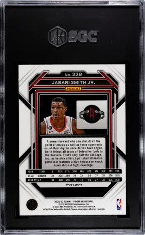 2022-23 Panini Prizm Jabari Smith JR. #228 SGC 10 back
